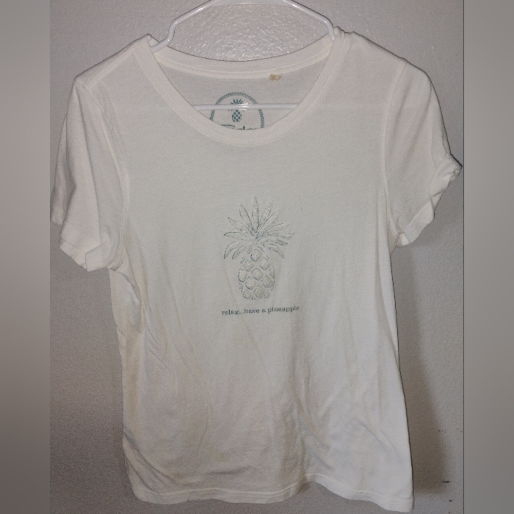 White Short Sleeve Crew Neck Tee By Relax